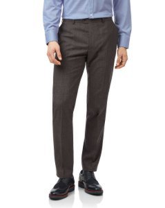 Wool Brown Prince Of Wales Check Slim Fit Suit Trousers