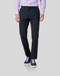 Wool Business Suit Trousers - Midnight Blue