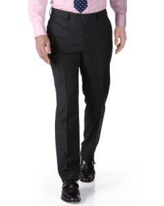 Wool Charcoal Extra Slim Fit Twill Business Suit Trousers
