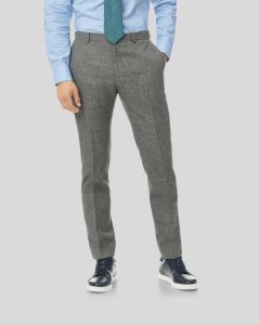 Wool Cotton Linen Suit Trousers - Grey