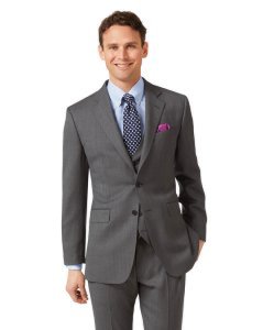 Charles Tyrwhitt - Wool grey slim fit birdseye travel suit jacket