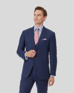 Wool Herringbone Suit Jacket - Royal Blue