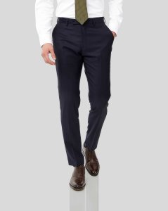 Wool Italian Twill Suit Trousers - Navy
