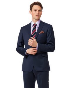 Charles Tyrwhitt - Wool mid blue slim fit italian natural stretch suit jacket