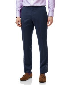 Wool Mid Blue Slim Fit Italian Natural Stretch Suit Trousers