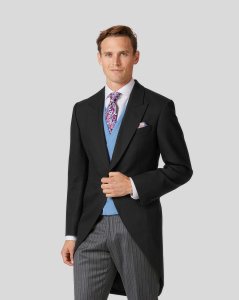 Charles Tyrwhitt - Wool morning suit tail coat - black