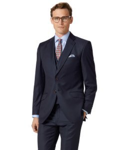 Wool Navy Slim Fit Italian Twill Luxury Suit Jacket