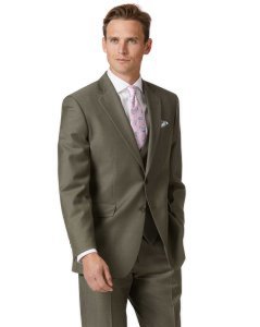 Wool Olive Classic Fit Twill Business Suit Jacket