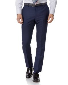 Wool Royal Blue Extra Slim Fit Merino Business Suit Trousers