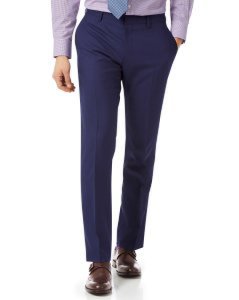 Charles Tyrwhitt - Wool royal blue slim fit merino business suit trousers