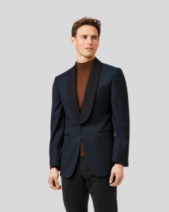 Wool Shawl Collar Dinner Suit Jacket - Teal