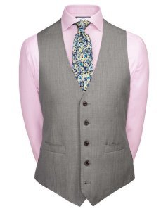 Wool Silver Adjustable Fit Italian Suit Waistcoat