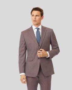 Wool Twill Business Suit Jacket - Fig