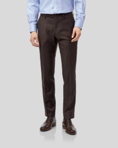 Wool Twill Business Suit Trousers - Brown