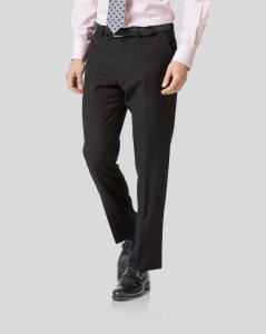 Charles Tyrwhitt - Wool twill business suit trousers - charcoal