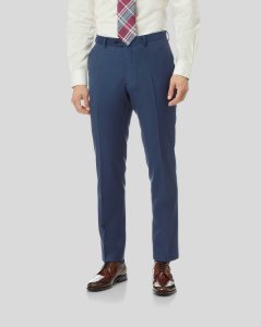 Wool Twill Business Suit Trousers - French Blue