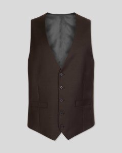 Wool Twill Business Suit Waistcoat - Brown