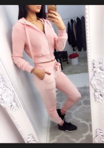 Alia Velour Diamante Detail Loungewear Set  - Pink