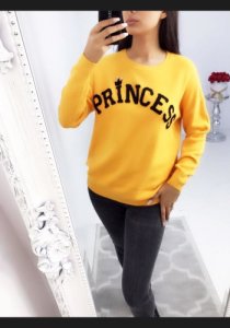 Fallon "Princess" Slogan Knitted Jumper - Mustard