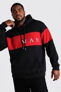 Boohooman - Mens black big and tall man contrast panel hoodie, black