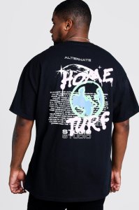 Mens Black Big & Tall Home Turf Graffiti Print T-Shirt, Black