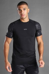 Mens Black MAN Active Fabric Interest Raglan T-Shirt, Black