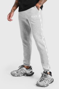 Mens Grey Skinny Fit Jogger With MAN Tape, Grey
