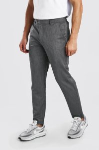 Boohooman - Mens grey slim casual trouser with elasticated waistband, grey