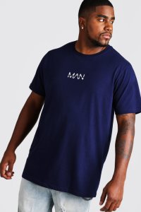 Boohooman - Mens navy big and tall man dash longline t-shirt, navy