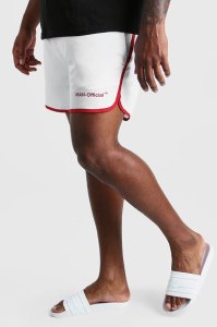 Boohooman - Mens white big and tall man official runner swim short, white
