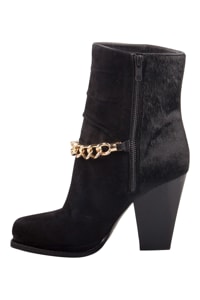 3.1 Phillip Lim Black Suede And Calf Hair Berlin Chain Detail Ankle Boots Size 38.5