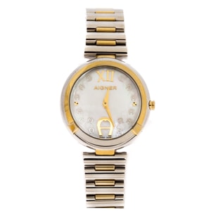 Aigner Mother Of Pearl Two-Tone Stainless Steel Gorizia A106200 Women's Wristwatch 33 mm