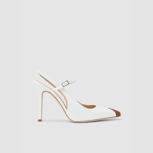 Alessandra Rich White Two-Tone Slingback Leather Pumps IT 40