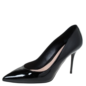 Alexander McQueen Black Patent Leather Pointed Toe Pumps Size 38