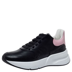 Alexander McQueen Black/Pink Leather Larry Low Top Sneakers Size 41