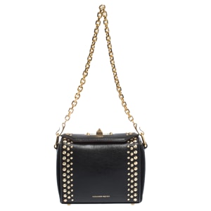 Alexander McQueen Black Studded Leather Box 16 Shoulder Bag
