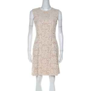 Alexander McQueen Cream Lace Sleeveless Pleated Short Dress M
