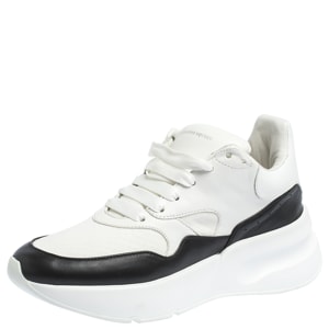 Alexander McQueen White/Black Leather And Mesh Oversized Runner Low Top Sneakers Size 38.5
