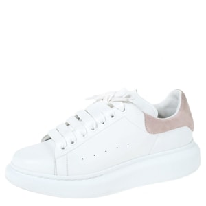Alexander McQueen White Leather And Pink Suede Platform Sneakers Size 41
