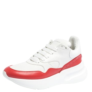 Alexander McQueen White/Red Leather And Mesh Oversized Runner Low Top Sneakers Size 38