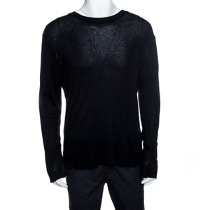 Amiri Black Cotton Blend Distressed Long Sleeve T- Shirt S
