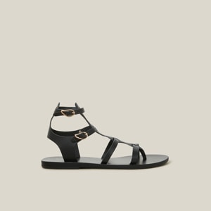Ancient Greek Sandals Black Stephanie Vachetta Leather Sandals IT 36