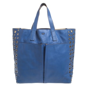 Anya Hindmarch Blue Eyelet Leather Nevis Tote