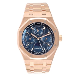 Audemars Piguet Blue 18K Rose Gold Royal Oak Perpetual Calendar 26574OR Men's Wristwatch 41 MM