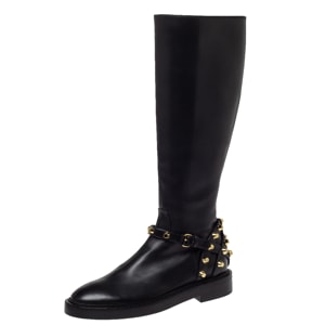 Balenciaga Black Leather Classic Studded Knee High Boots Size 36