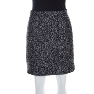 Balenciaga Grey Floral Embossed Jacquard Mini Skirt M