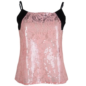 Balenciaga Pink Lace Sequin Embellished Sleeveless Top L