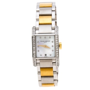 Baume & Mercier Mother of Pearl Stainless Steel Yellow Gold Diamant Women's Wristwatch 22mm