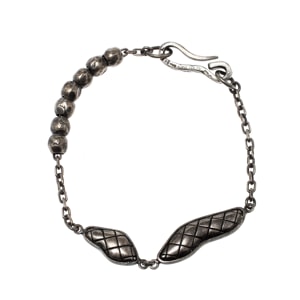 Bottega Veneta Textured Silver Beads Hook Bracelet