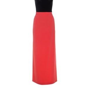 Boutique Moschino Bright Coral Crepe Maxi Skirt S